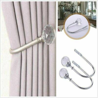 Silver Curtain Holdbacks Wall Tie Backs Hooks Hanger Holder Crystal Home 2X