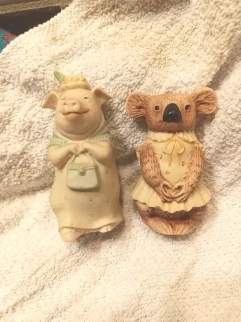 *RARE Koala Bear & PIG Figurine both by Lillian Degiacomo Barnard Vermont SIGNED