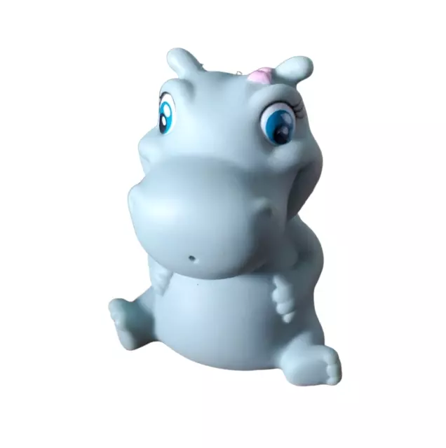 Garanimals Bath Toy Hippo Gray Pink Bow Rubber Squeeze Water Pool Play 3"