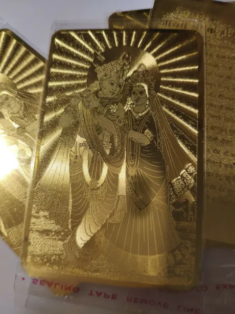 Lot 3pcs.Money talisman Radha& Krishna #4 metal card Purse Money Attract Wealth