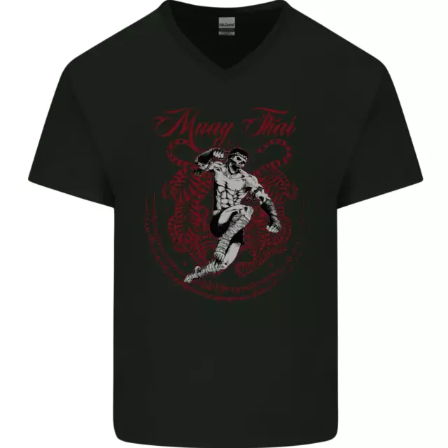 Muay Thai Tiger Warrior MMA Martial Arts Mens V-Neck Cotton T-Shirt