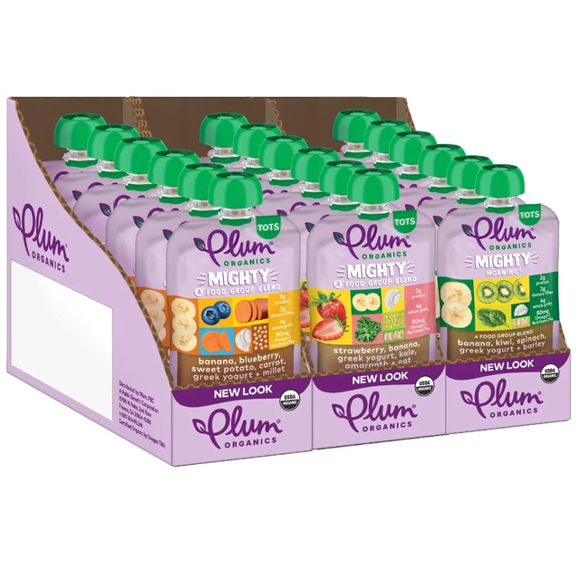 Plum Organics | Mighty Food Group Blend | Organic Baby Food Meals [12+ Months] |