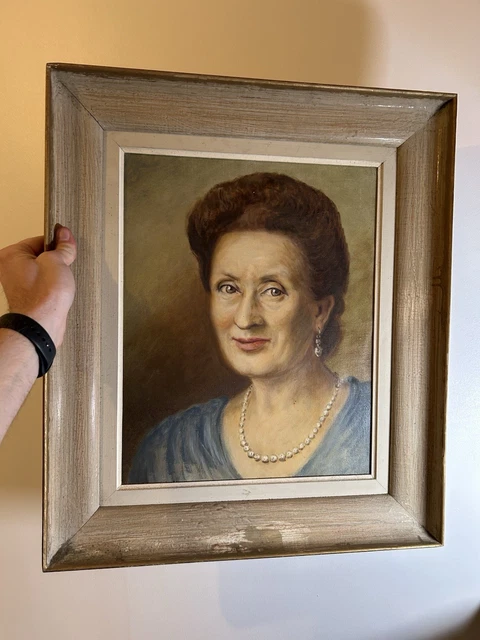 Tableau à L'huile Vintage Portrait Dame Et Seigneur - Signé J.H Pfaff, Début 1900, Cadre Offert Si Disponible