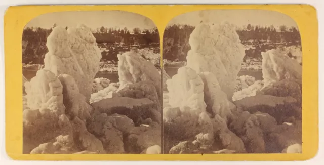 Niagara IN Winter Foto Stereo PL55L5n Vintage Albumin c1880
