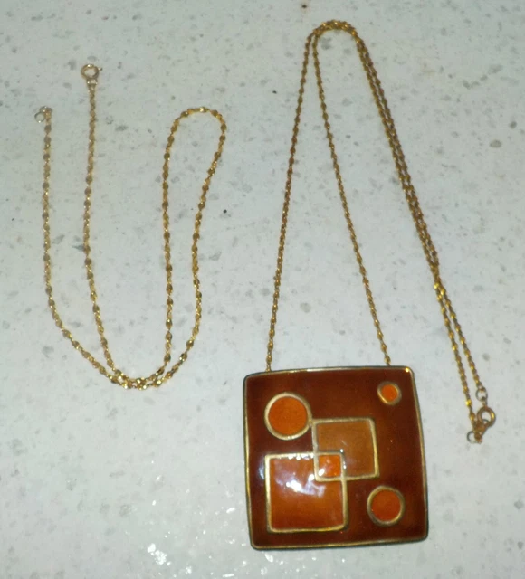 Collier Vintage En Cuivre émaillé Des Années 1970 - Gros Modèle Fantaisie, Occasion Ancien
