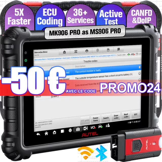 2024 Autel MaxiCOM MK906 Pro-TS Appareil Auto Outils diagnostics Codage ECU TPMS