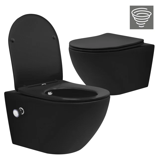WC Suspendu Avec Bidet Intégré – Sans Bord, Céramique, Abattant Duroplast, Eris-car 322008590