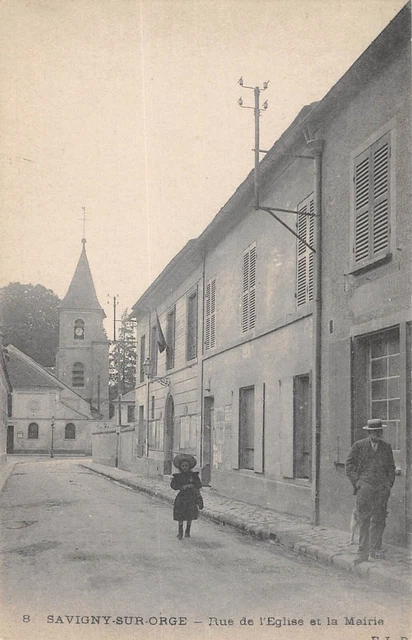 Cpa 91 Savigny Sur Orge / Rue De L'eglise / Mairie