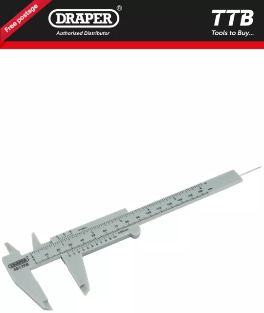 Draper Plastic Vernier Caliper, 0   150mm or 6 73863