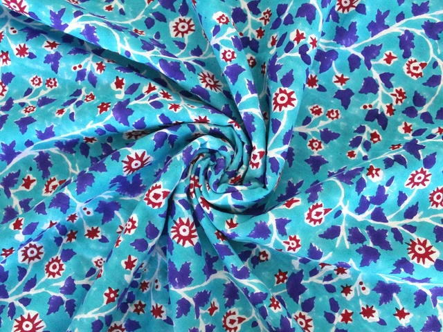 Neuf Multi Tissu Coton Floral Indien Main Bloc Imprimé Fabrication de Robes