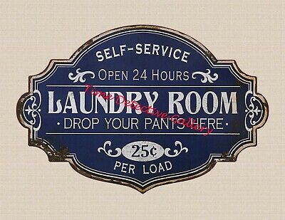 Vintage Self-Service Laundry Room Graphic Poster - Available in 4 Sizes