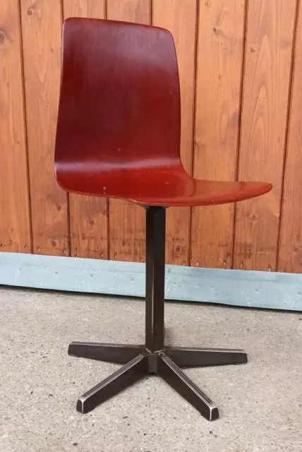 Silla de Escuela Pagholz Niño Vintage 60er Madera & Metal Silla Retro 70er 1/3