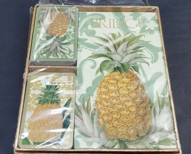 CASPARI Bridge Gift Set PINEAPPLE 2 Decks & 2 Score Pads