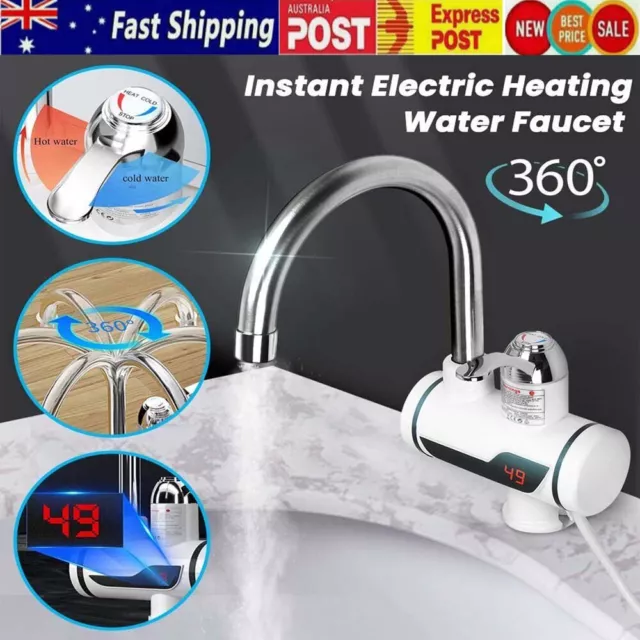 Electric 360° LED Fast Instant Faucet Tap Cold Hot Water Heater Safe Kitchen 3KW