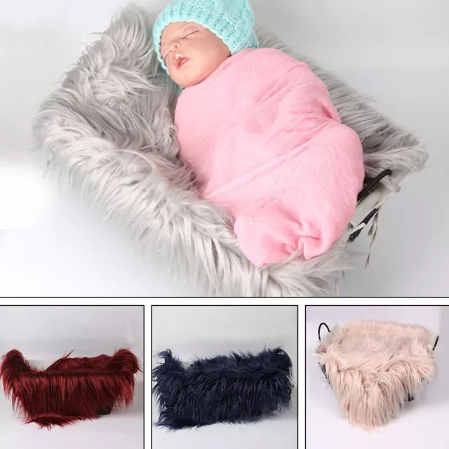 Baby Newborn Faux Fur Photography Prop Blanket Basket Stuffer Rug Background