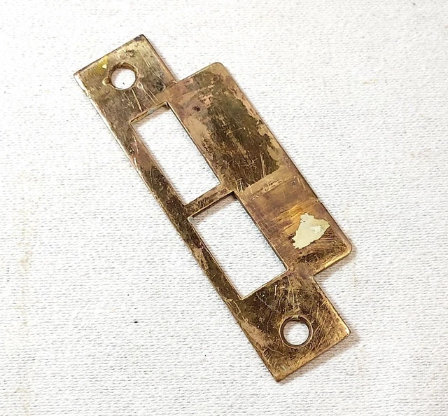 ANTIQUE VINTAGE BRASS Door Mortise Lock Keeper Strike Striker Plate 5