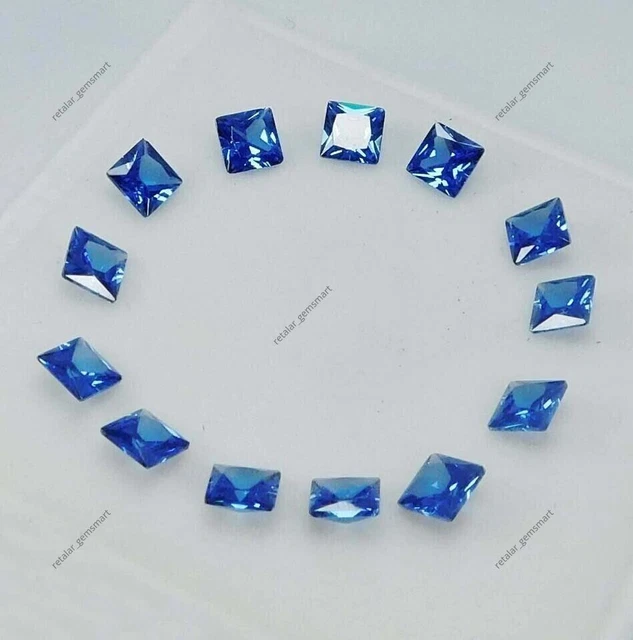 Lot De 24 Saphirs Bleus De Ceylan Naturels - Certifiés GIR, Taille 5x5mm, Excellent état