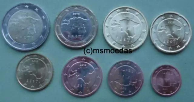 Estland Euro KMS 2018 mit 1 Cent bis 2 Euro coins 8 Euromünzen moedas