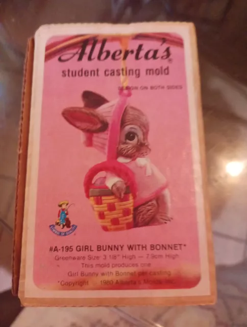 ALBERTA'S~Vintage 1980~A-195 GIRL BUNNY W/ BONNET Student Casting Mold in Box