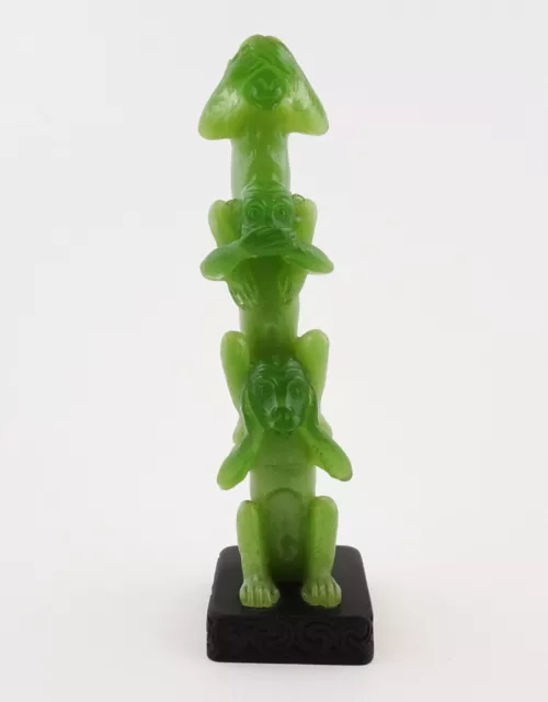 Vtg WONY ITALY Faux Jade Monkey Figurine Hear No Evil See No Evil Speak No Evil