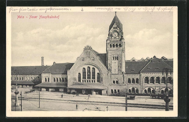 CPA Metz, Neuer la gare pincipale 1916