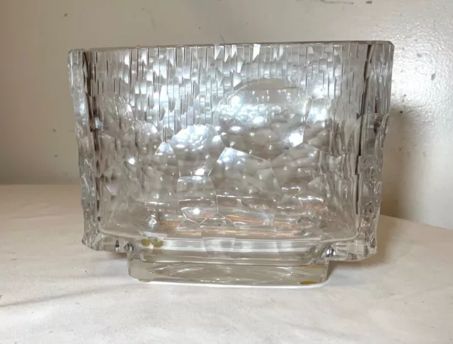 QUALITY signed vintage Bohemian Czechoslovakian faceted cut glass vase crystal