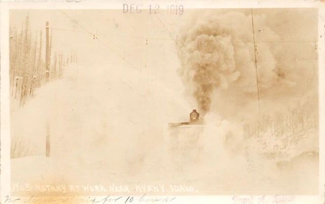J43/ Avery Idaho RPPC Postcard c1920s Rotary Railroad Snow Plow 224