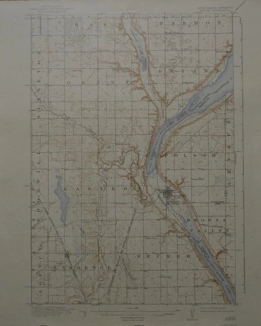 PEEVER SOUTH DAKOTA Antique Original USGS Topographic Map 1942 16x20