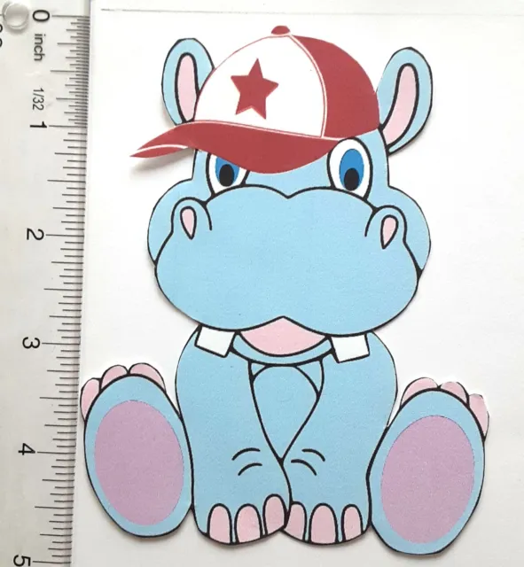 Gorra de béisbol 3D azul hipopótamo roja tarjeta hipopótamo libro de recortes adorno 3629