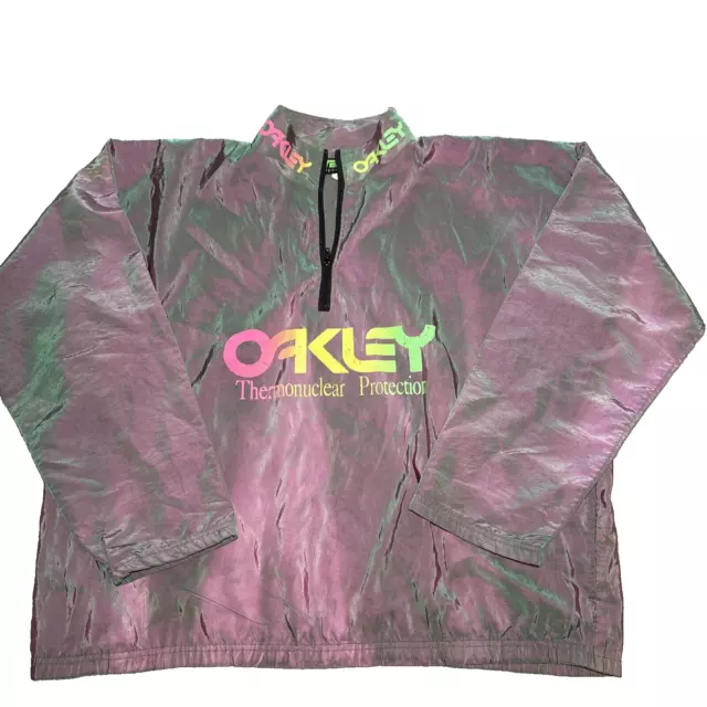 Vintage Oakley Surf Style Thermonuclear Protection Windbreaker Jacket Iridescent