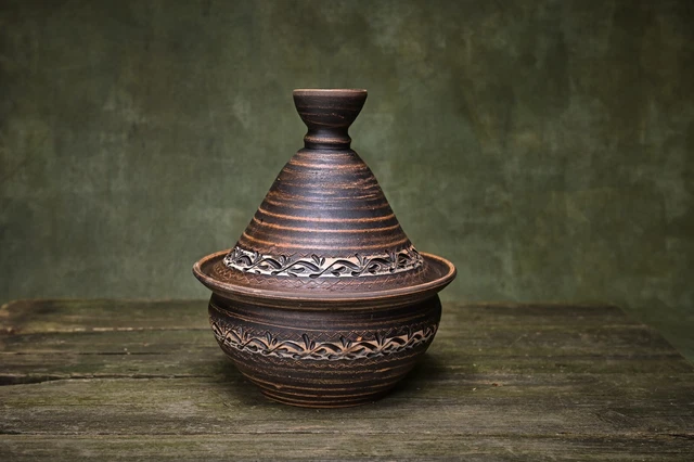 Handmade ceramic tagine pot for cooking traditional moroccan unique kitchenware