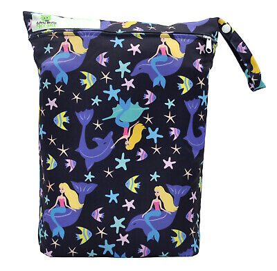 REUSABLE WET BAG FOR CLOTH NAPPY/DIAPER /SWIMMERS Mermaids & Dolphins