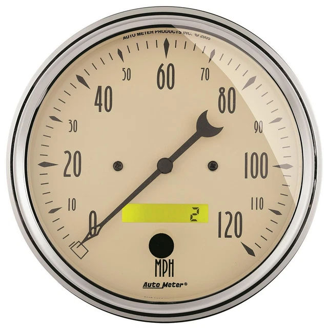 AutoMeter 1889 GAUGE, SPEEDOMETER, 5" , 120MPH, ELEC. PROG. W/ LCD ODO, ANTIQUE