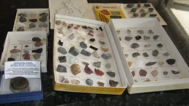 Rocks,fossils, Whitby ammonite.Brochures.