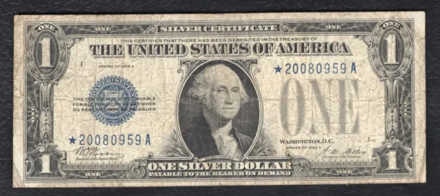 Fr. 1601* 1928-A $1 One Dollar *Star* “Funnyback” Silver Certificate Note