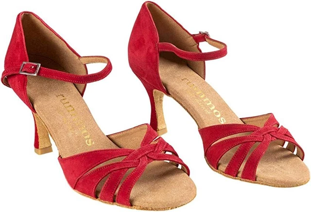 Chaussures danses de salon latines, femme RUMMOS R0383 rouge en 36, talon 7 cm