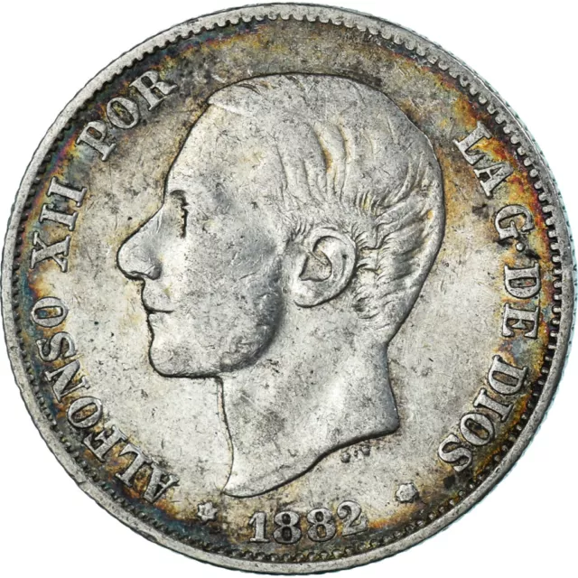 [#1066547] Münze, Spanien, Alfonso XII, 2 Pesetas, 1882, Madrid, S+, Silber, KM: