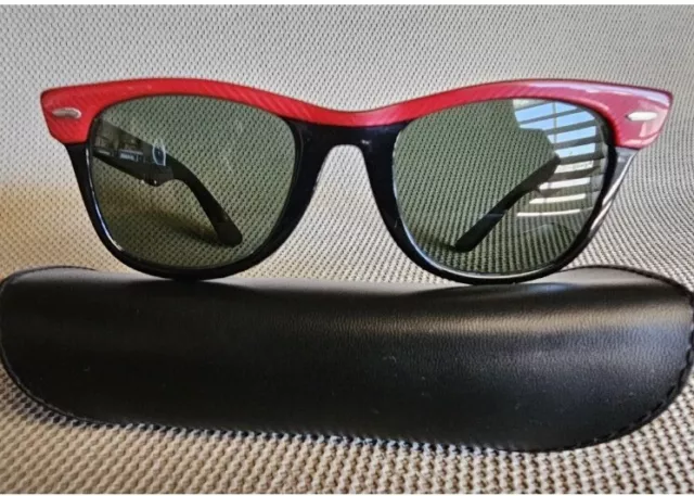 VINTAGE 80's RAY BAN WAYFARER STREET NEAT RED & BLACK G15 LENS BL US SUNGLASSES