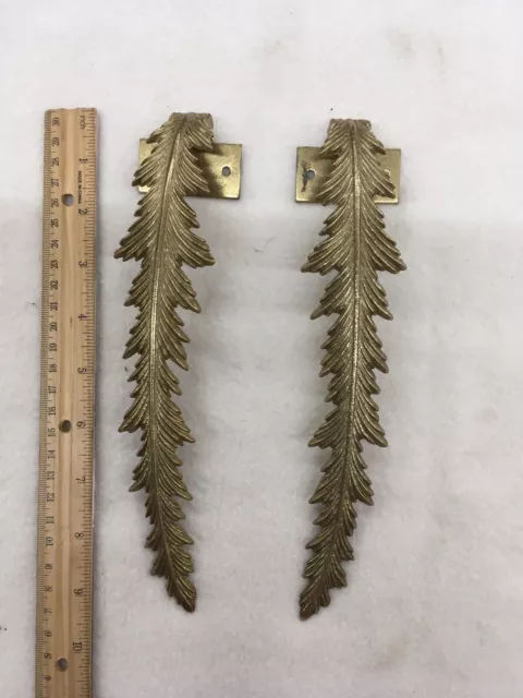 Pair Of Antique Victorian Gold Metal Drapery Curtain Tie-Back Brackets Nice