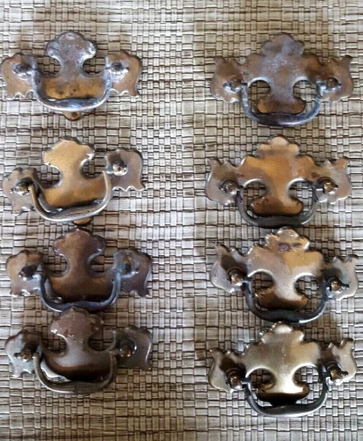 Vtg  Brass Plated Drawer Pulls Drop Handle Dresser Desk Cabinet Lot of 4 and 4
