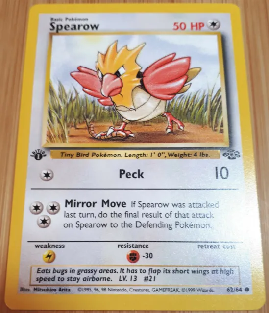 Spearow 62/64 -Common- Jungle - 1999 - 1.Edition - Pokemon -Englisch - Near Mint