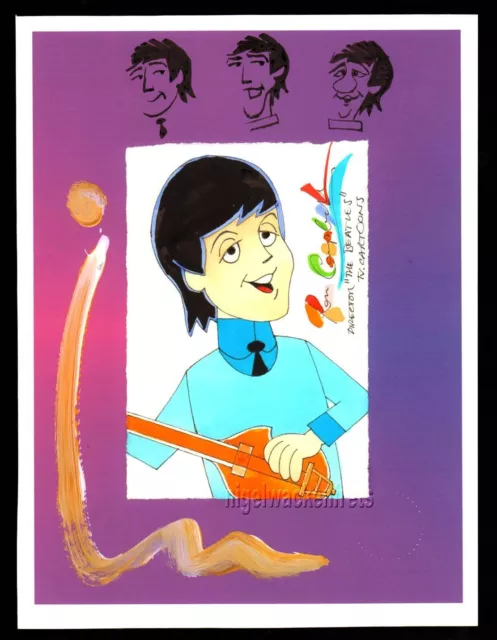 Ron Campbell Beatles: mixed media art of Paul McCartney - Hand Signed Autograph