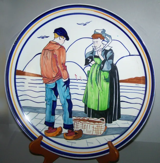 Large 15 inch possibly Jeanne Soudanne HB Quimper plate French faience
