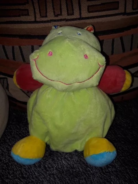 DDB/Doudou boule hippopotame vert rouge bleu Dodo d'amour MGM  bruit hochet