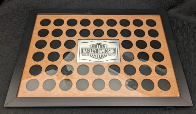 Harley Davidson 48 Poker Chip Display #6932 Retired - Wood Metal Logo Plexiglass
