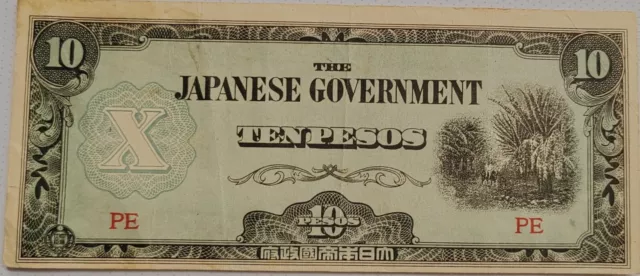 Billete 10 pesos 1942 Filipinas gobierno de Japón #P108 (A1)