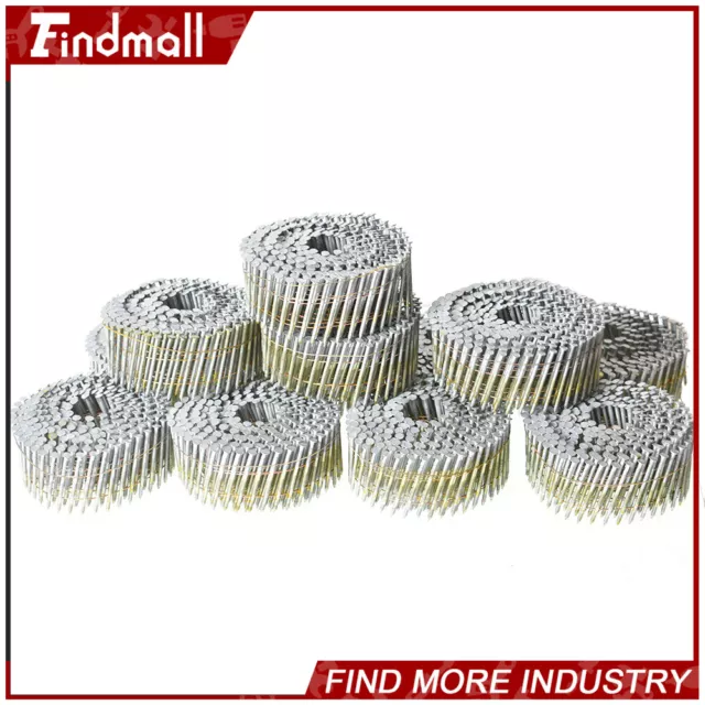 Findmall 3600Pcs 1-1/4" x 0.092" Full Round Head Siding Nails Collated Wire Coil