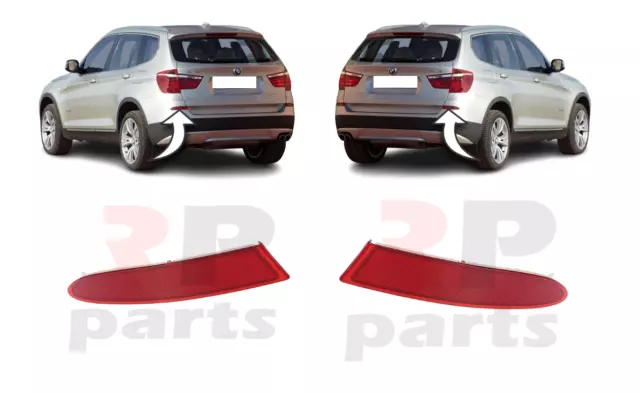 For Bmw X3 F25 10-17 New Rear Bumper Side Reflector Red Pair Set