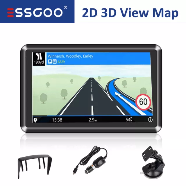 ESSGOO 5 Zoll Auto PKW LKW Navi GPS Navigationsgerät 2D 3D Europa Karten 2024