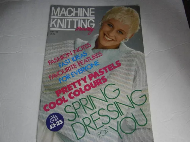 Mai 1989 Europa Strickmaschine monatliches Muster Magazin Baby Schal Mütze Handschuhe